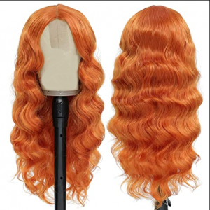 Тело бранови ѓумбир чипка предни перики човечка коса обоена портокалова