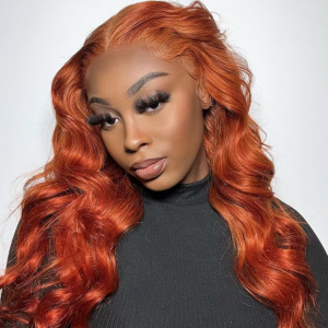 Body Wave Ginger Lace Eniya Wigs Human Hair Colored Orange