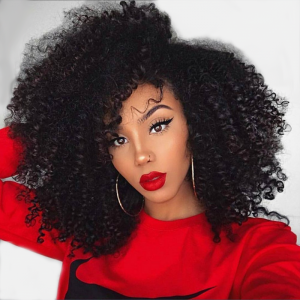 Afro kinky Curly Lace Front Wig Transparent HD Lace para sa Black Women