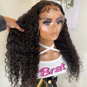 Pre plucked bleached knots human hair french curly full lace wig for black women