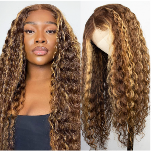 Aibhsigh Deep Wave Ombre Wig Tosaigh HD Trédhearcach Mil Blonde