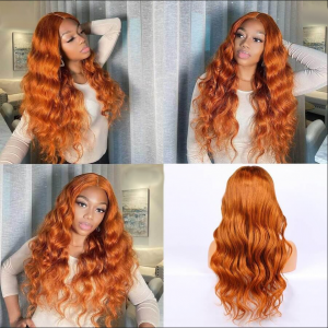 Body Wave Gingembre Lace Front Perruques Cheveux Humains Colorés Orange