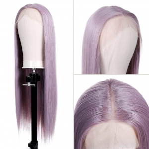 Porê Dirêj Straight Purple Color Wigs Swiss Lace Brazilian Virgin Hair