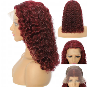 Deep Wave Burgundy 99j գունավոր բրազիլական Remy Human Hair Wigs