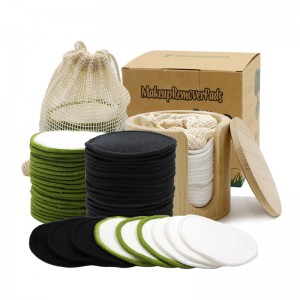 Bambus-Koteng Ronn Reble Make-up Remover mat gewéckelt Bandverpackung a Bambus Ronn Këscht