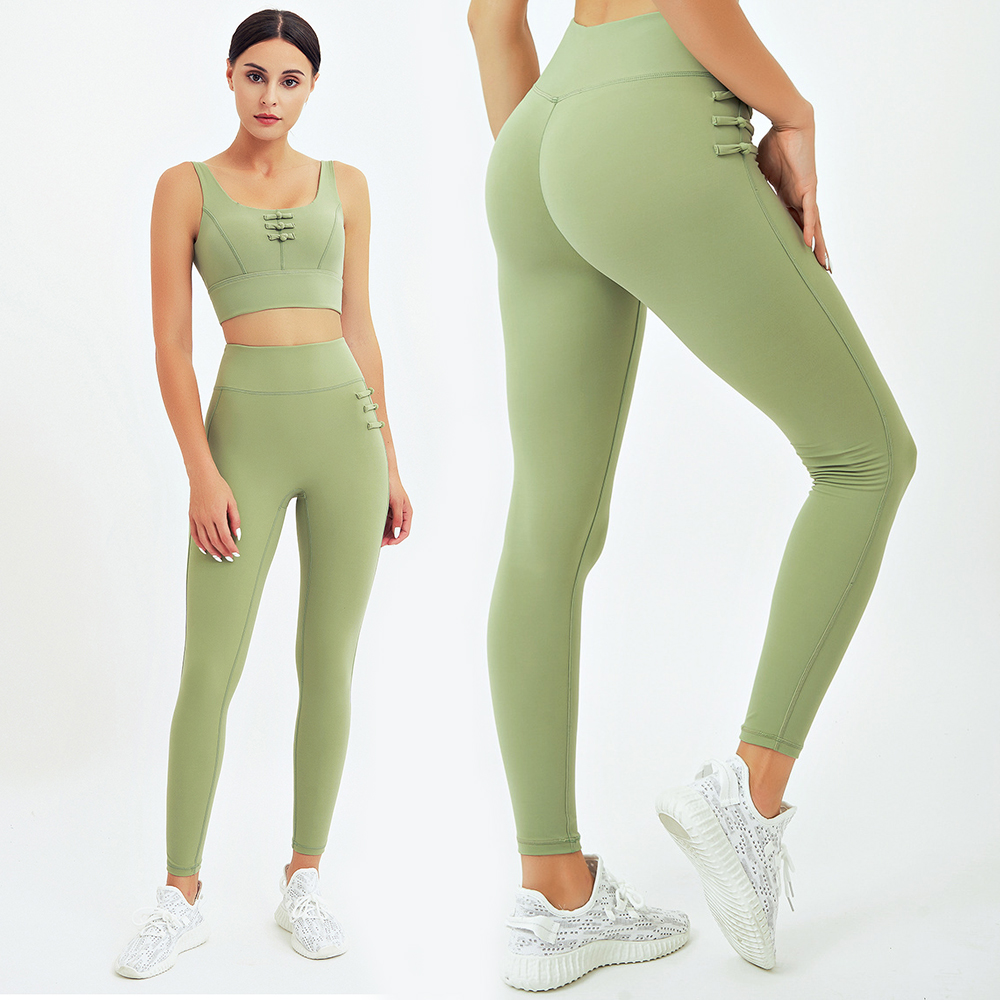 China Tiktok 2021 women chinese knot high waist fitness sports pants gym  running scrunch butt yoga leggings factory and suppliers