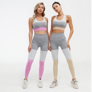 2021 Gym Fitness Active Wear High Waist Pants And Bra 2 Piece Seamless Yoga Set