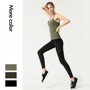 Custom women fitness sports clothes squat proof hip lift leggings sets fashion gym tank top yoga set