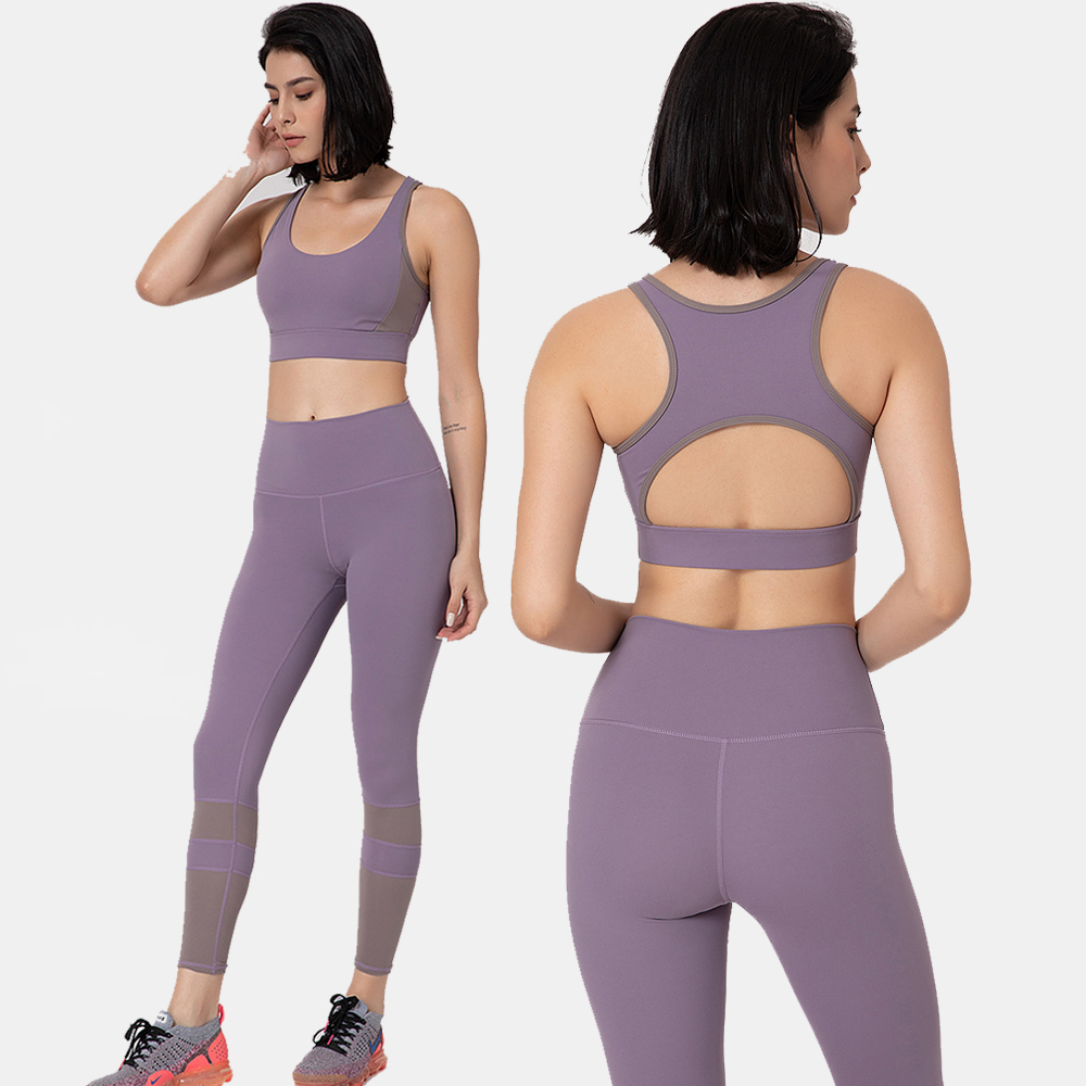 Women's Elastic Nude Feeling Halter Neck Bra Running Leggings Set Fitness  Clothes Breathable Sports Sets - China Yoga Wear and Yoga Set price
