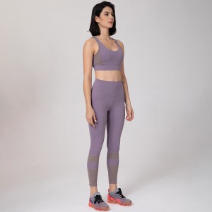 Factory Supply Custom Gym Clothing Color block Sports Bra Fitness Patchwork Leggings Yoga Sets