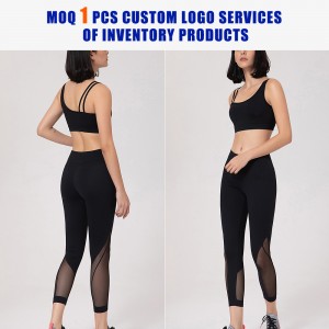 Women black workout clothing mesh high waist leggings 2 pcs fitness tiktok gym sports yoga sets