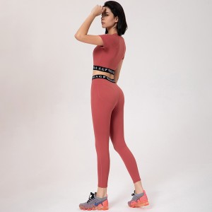 Custom fitness clothing active wear gym short sleeve crop top women leggings yoga workout set