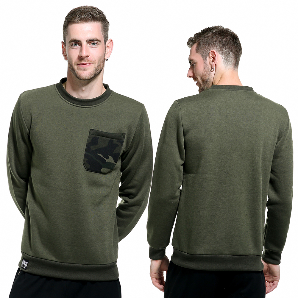 Custom autumn plain crew neck pullover sweatshirts camouflage printed pocket casual crewneck sweatshirt Featured Image