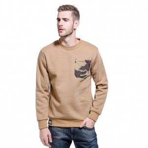 Custom autumn plain crew neck pullover sweatshirts camouflage printed pocket casual crewneck sweatshirt