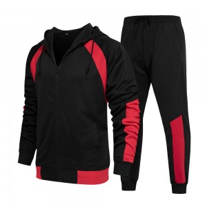 Custom Mens Casual Outfits Color Blocked Tracksuits Fashion Sportswear Zipper Hoodies Sweatsuits