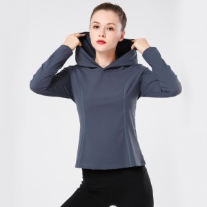 Custom yoga padded tops pullover sweatshirts sports gym top long sleeve hooded jogging coat
