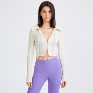 Women Activewear Zip Long Sleeve Jacket Yoga Holiday Casual Sportswear GYM Sweatshirt Crop Top
