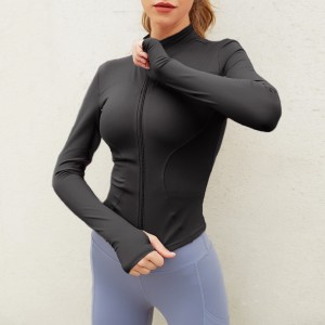 Women sport jacket long sleeve zip fitness activewear top workout gym yoga sport running coats
