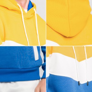 Custom Logo Streetwear Color Blocked Casual Pullover Sweatshirt Polyester Plus Size Men Hoodies