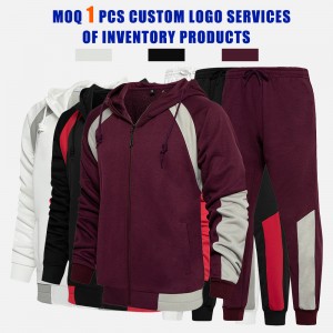 Custom Mens Casual Outfits Color Blocked Tracksuits Fashion Sportswear Zipper Hoodies Sweatsuits