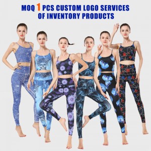 Custom Design Sublimation Printed Yoga Set Fashion Women Fitness Wear Sports Bra Leggings Sets