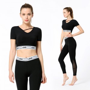 Fashion women crop top fitness leggings suit sports clothing custom private label yoga gym set