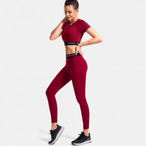 Wholesale custom women running workout activewear sets yoga crop top and leggings set