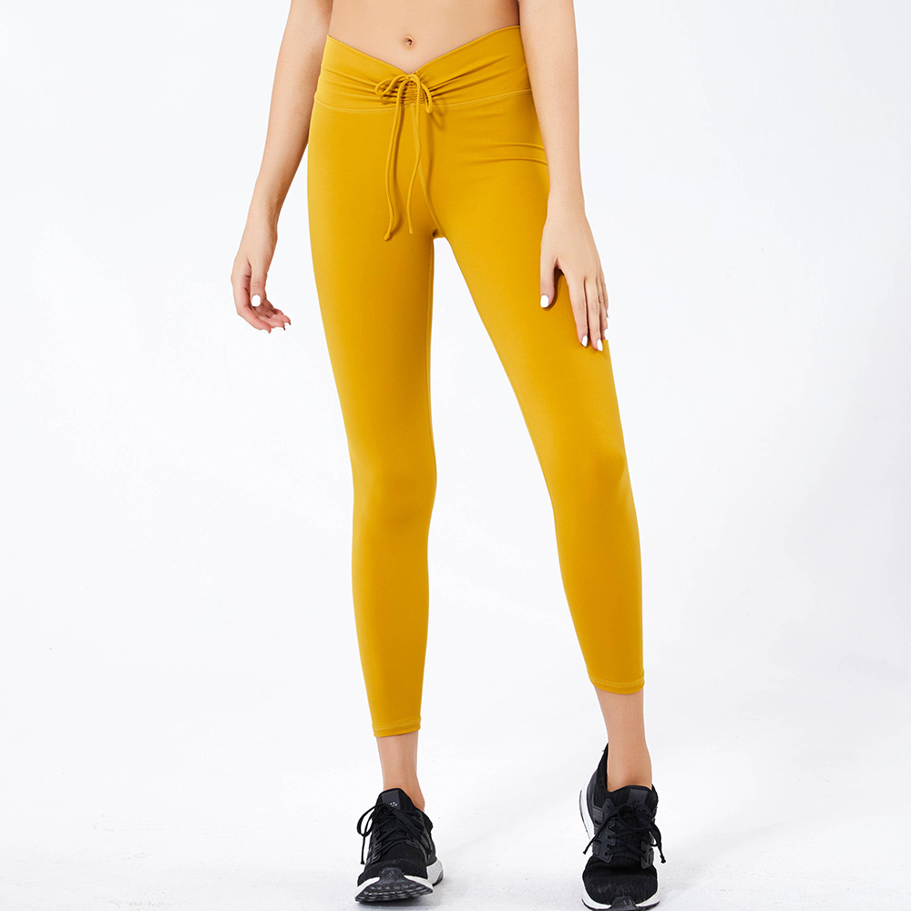 China Women high waisted drawstring pants back pockets butt lift workout  yoga leggings factory and suppliers