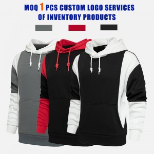 Custom Color Blocked Fleece Sweatshirts Casual Men High Quality Oversized Pullover Hoodies