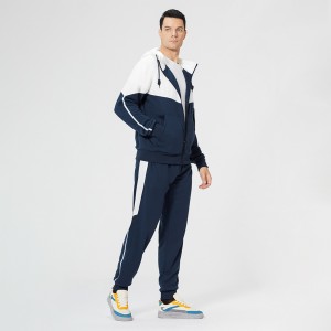 Casual Pants Two Piece Color Blocked Sweater Set Fall Activewear Men Zip Up Hoodie Tracksuits