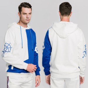 Custom plus size desinger blank streetwear long sleeve white men casual hoodie color block sweater hoodies