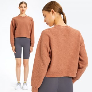 Custom streetwear women pullover plain crewneck tops fitness gym wear sports yoga sweatshirt