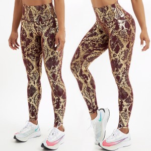 Woman active wear workout gold print yoga fitness pants gym tights scrunch butt high waist tik tok leggings