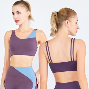 Wholesale colorblock soft compression gym fitness spaghetti strap yoga bra top women sports bra