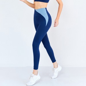 Custom contrast color high waist workout gym butt lifting tights with logo leggings yoga pants women