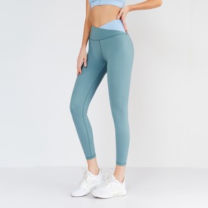 Custom fitness contrast color V waistband high waist butt lift yoga pants leggings workout yoga pant