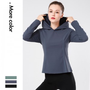Custom yoga padded tops pullover sweatshirts sports gym top long sleeve hooded jogging coat