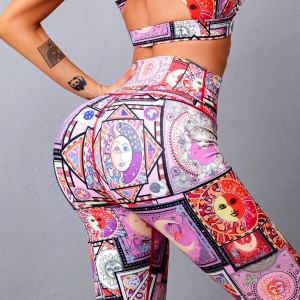 Wholesale Women High Waisted Workout Pants Yoga Fitness Custom Print Leggings