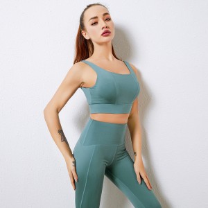 2021 plus size women workout U back sports bra outfit suits high waist leggings gym active wear 2 piece yoga set