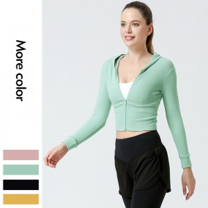 Fitness zip running workout long sleeve hooded gym yoga coat sport hoodie women sports coats