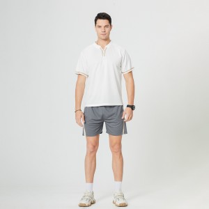 Custom blank men mesh shorts set streetwear fitness t shirt two piece running set