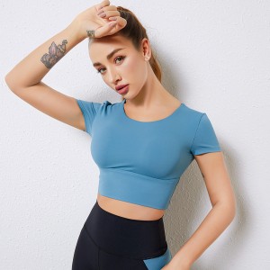 Woman fitness crop shirt top wholesale mesh patchwork racerback sports bra women gym crop top yoga