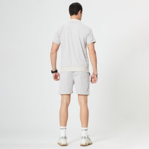 Custom made blank men shorts set streetwear zip t shirt and shorts two piece set