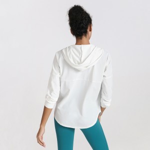 Fitness hooded sportswear workout top women training jackets zipper long sleeve yoga sports coat