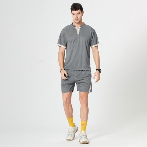 Custom blank men mesh shorts set streetwear fitness t shirt two piece running set