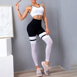 Women Fitness Suit Sport Bra GYM Mesh Leggings Sets Two Pieces Workout Yoga Set