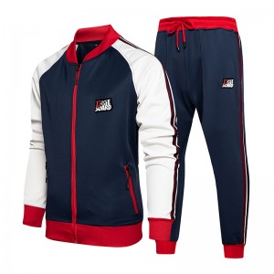 Casual Fashion Sportswear Colorblock Jackets And Pant Two Piece Set Men Tracksuits