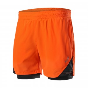 Mens Sports Shorts Workout Running 2 in 1 Double-Deck Training Gym Shorts with Pockets