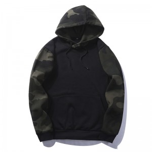 High Quality Camouflage Sleeve Custom Sweatshirt Hoody Sportswear Pullover Hoodies