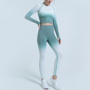 2020 Sexy high waist fitness leggings tight seamless sport women gym yoga sets long sleeve yoga suits